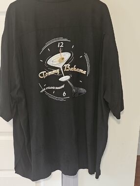 Tommy Bahama Black Short-Sleeve Tee with Martini Clock Graphic